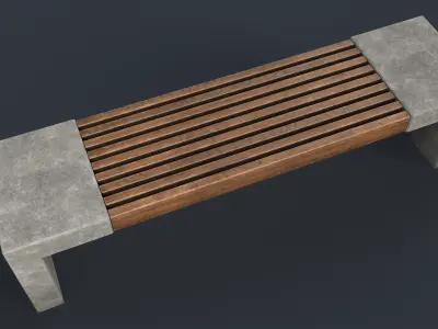 Modern Outdoor Bench 23 PBR Game Ready Low-poly 3D model