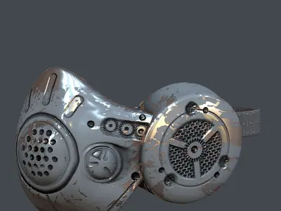 Gas mask helmet 3d model scifi Low-poly Low-poly 3D model 5