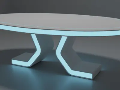 Sci-fi chair and table Low-poly 3D model