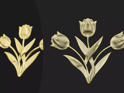 tulip 2 versions lily cnc-relief aspire nature-inspired 3D print model