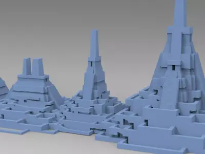 Aztec Ritual Maze With Pyramid 4 designs 3D model