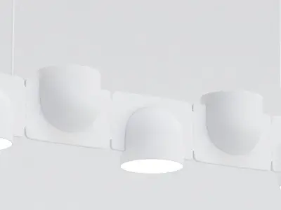 TRAIN pendant light with four balls hanging from it 3D model