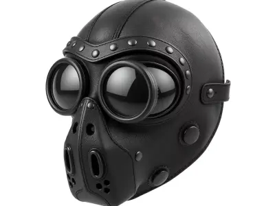 Steampunk Goggles Leather Face Mask Low-poly 3D model