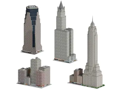 City Downtown Skyscraper Low-poly 3D model