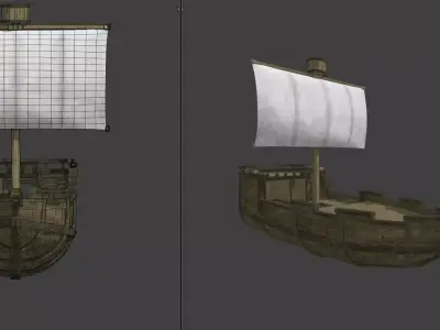 Pirate Sloop Low-poly 3D model