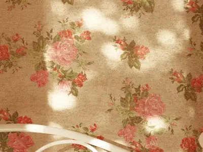Linen Wallpaper Textures with Rose Pattern 4K Texture