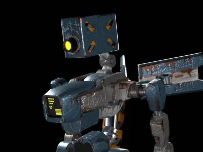 Rigged old robot 3D model Low-poly 3D model