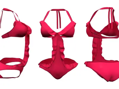 Swimwear with Front Frills Low-poly 3D model
