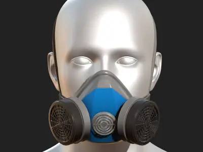Gas mask respirator military combat  Low-poly 3D model