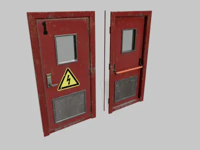 Laboratory door red Low-poly 3D model