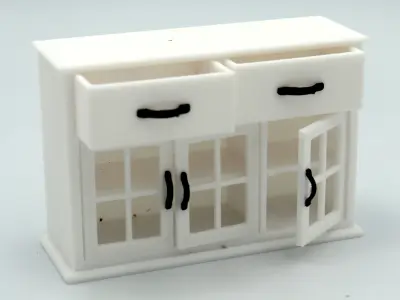 Kitchen cabinet with functional doors shelves and drawers  3D print model