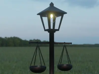 Street Lamp with Hanging Baskets 3D model