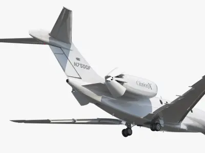  Cessna Citation X Jet Landing Animated Rigged 