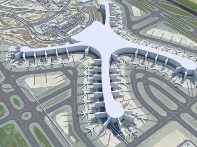 Abu Dhabi Airport 15km Low-poly 3D model