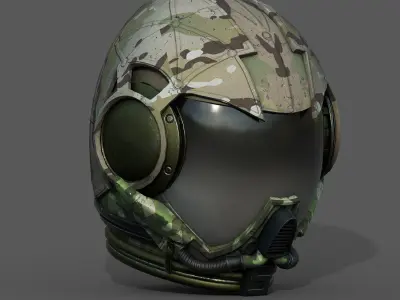 Gas mask helmet 3d model scifi military combat soldier armor  Low-poly 3D model