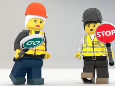 Lego woman workers with tools  3D model