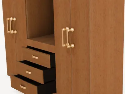 Celestine Four Door Wardrobe Low-poly 3D model