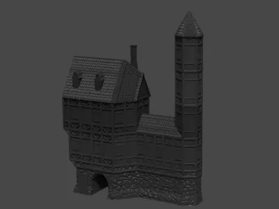 Big Medieval House  Tabletop Terrain 25 mm 3D print model