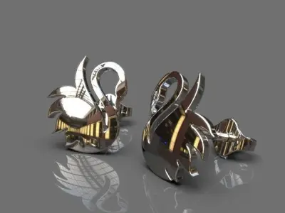 Light swan earrings 3D print model