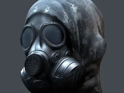 Gas mask helmet 3d model military combat Low-poly 3D model