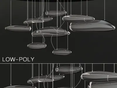 Chandelier collection low poly 3d model light fixture with tw... Low-poly 3D model