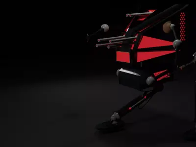 Low Poly Mech robot with lights 3D model