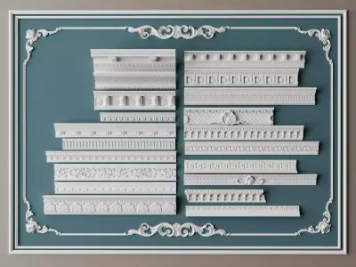 European Classic Decorative Molding Collection Low-poly 3D model