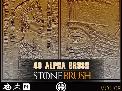 40 Real Alpha Stone Brushes-Vol 08 3D model