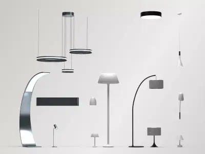 Lighting Set - 13 Lamps with unique design Low-poly 3D model