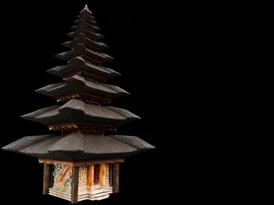 Temple Pura Ulun Danu Bratan Indonesia Low-poly 3D model