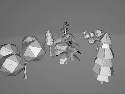 low-poly tree bundle  Low-poly 3D model