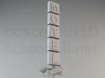 Old Motel Sign Standing Vertical Low-poly 3D model