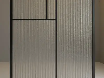 Glass partition door 82 Low-poly 3D model