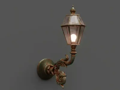 Rusted lamp 3D model - Mid Poly Low-poly 3D model