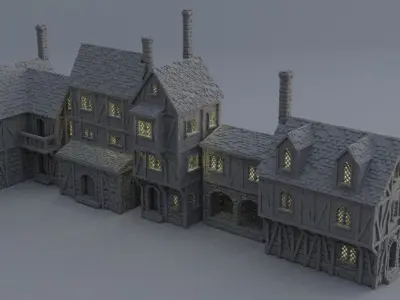 Modular Town District Tabletop Terrain 28 mm  3D print model