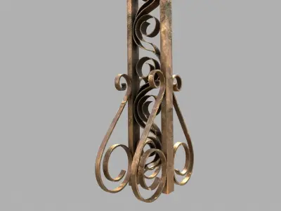 Fenced Grave With Brass Cross Low-poly 3D model