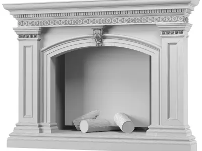 blk wood classical fireplace art 005 3D model