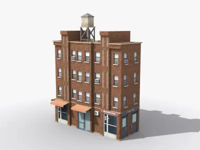 Apartment Building x24 Low-poly 3D model