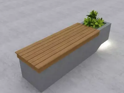 Modern Bench Street and Garden 9 3D model