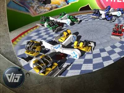 Fairground rides collection Low-poly 3D model