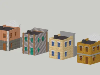 Classic Shop Store Building Set by Outland Models Low-poly 3D model