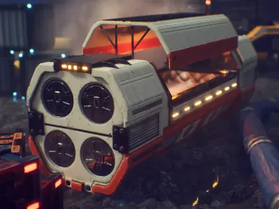 PBR Sci fi capsule Low-poly 3D model