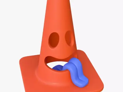 Cartoon Wasted Traffic Cone M1 3D model