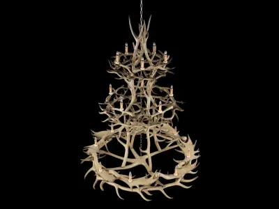 Imposing Chandelier Made of Antlers 3D model