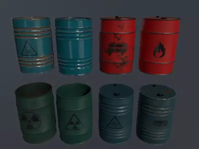 Barrel Set Low-poly 3D model