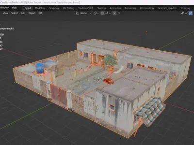 Joint Family Houses Low-poly 3D model