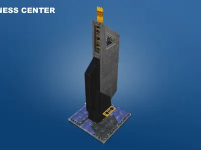 Low Poly Sci-Fi Building 7 - Office - Pixel City 3D Asset Pack Low-poly 3D model