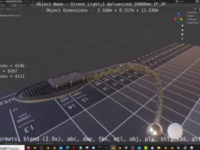 Street Light 1 Galvanized 10000mm 1F 2P Low-poly 3D model