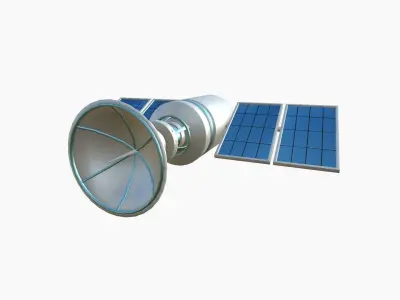 Satellite D03 White Blue - SciFi Space Design Low-poly 3D model