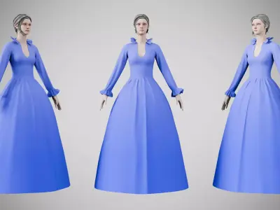 Dress 30 Very Light Blue Low-poly 3D model